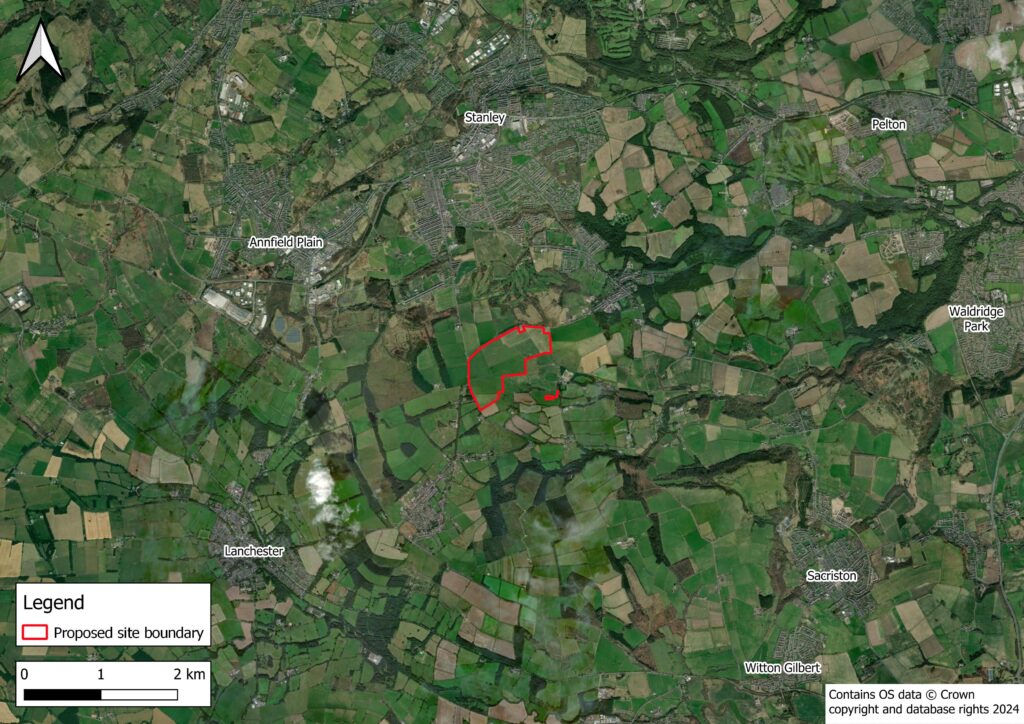 Aerial photograph showing proposed location